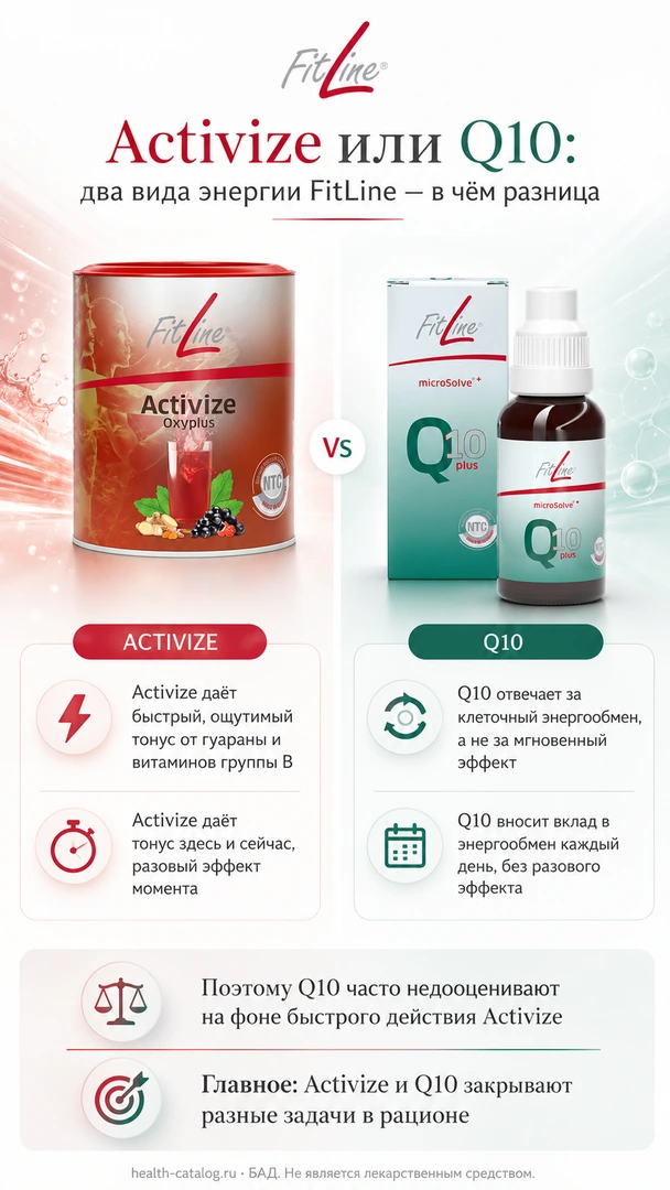 Activize или Q10: два вида энергии FitLine — в чём разница