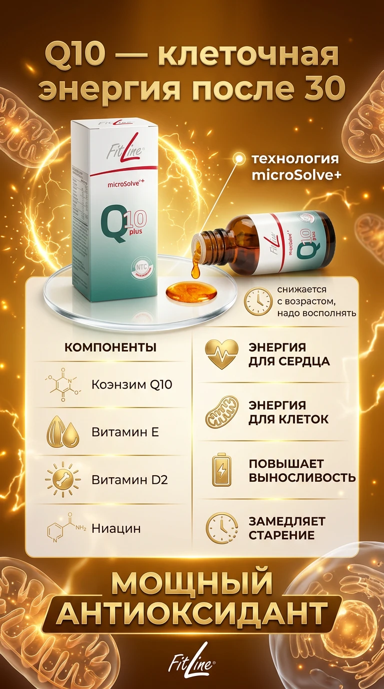 FitLine microSolve+ Q10: почему после 30 лет энергии становится меньше и как это исправить