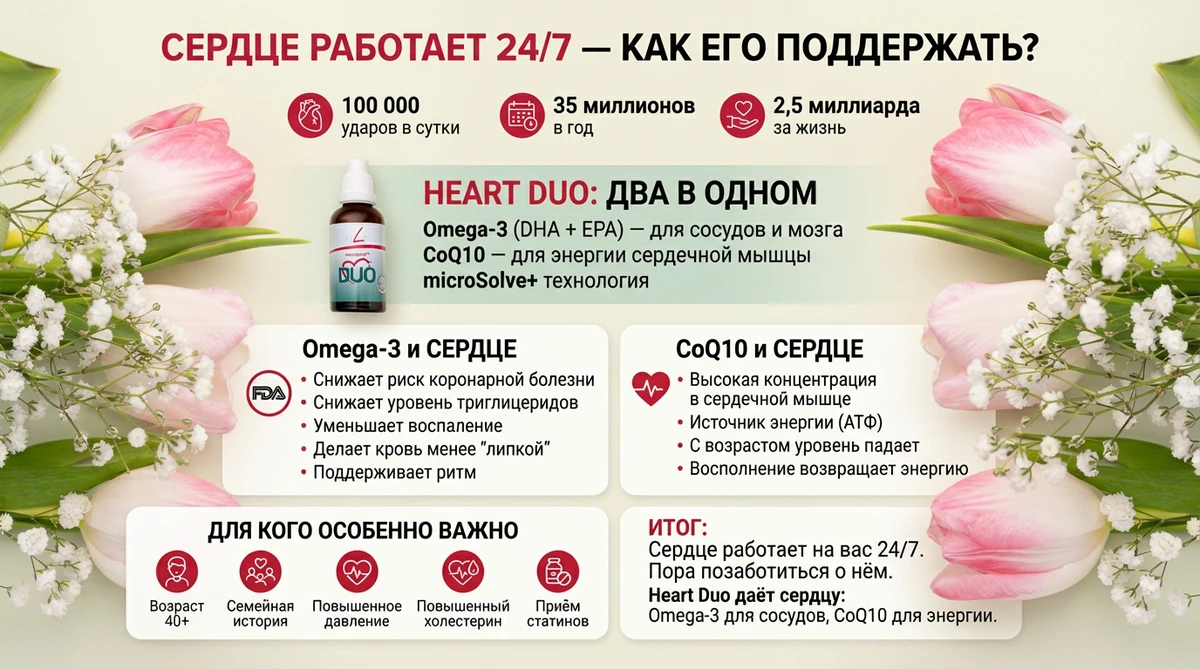 Сердце работает 24/7 — вот как его поддержать
