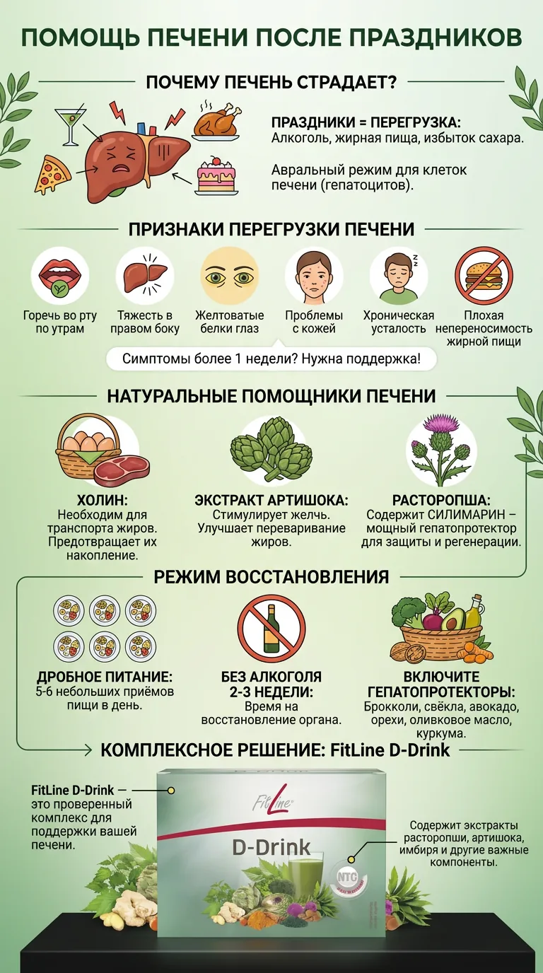 Зачем нужна поддержка печени после праздников