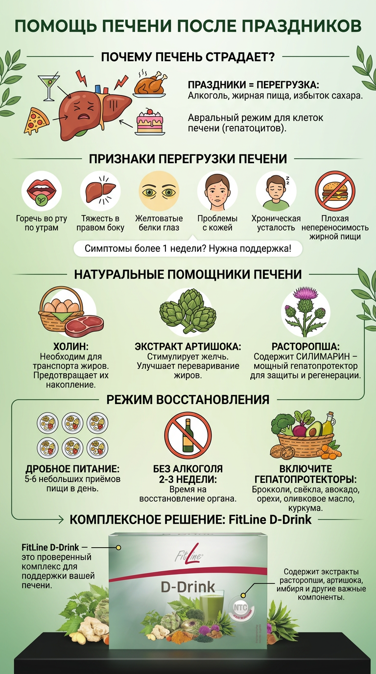 Поддержка печени после праздников